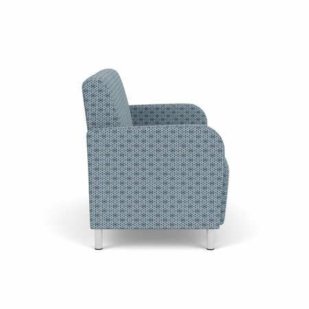Lesro Siena Lounge Reception 2 Seat Tandem Seating No Center Arm, Brushed Steel, RS Rain Song Upholstery SN2101